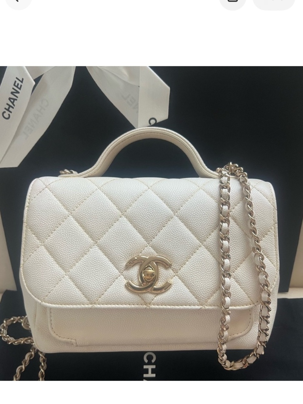 Chanel Quilted Caviar top handle Crossbody Bag